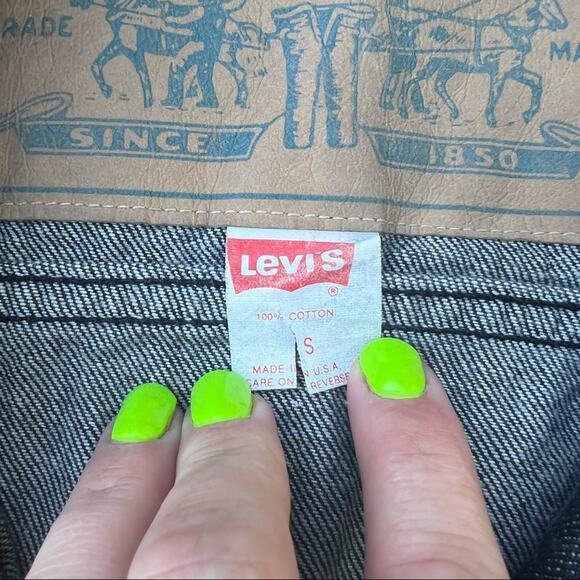 Vintage 80s Levi’s long chore trucker denim jean jacket charcoal SMALL - Picture 4 of 7